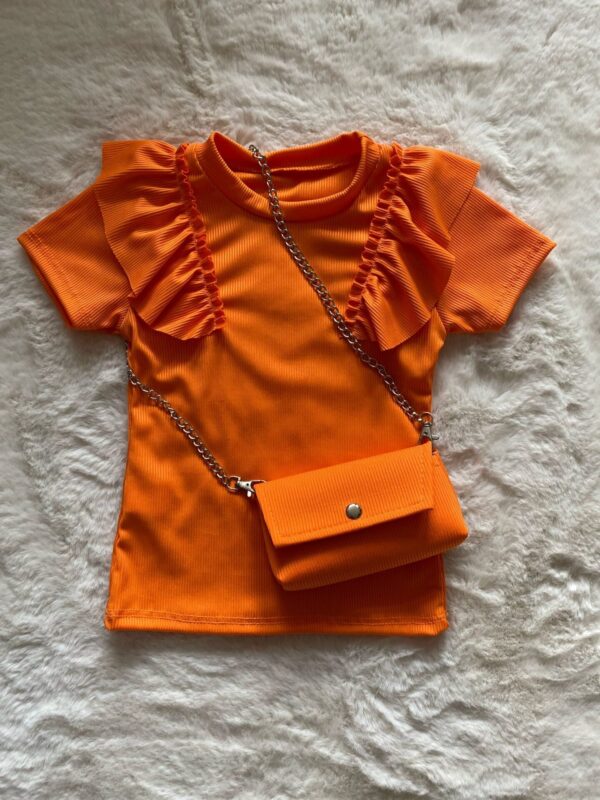 Girls Ruffle top met tas