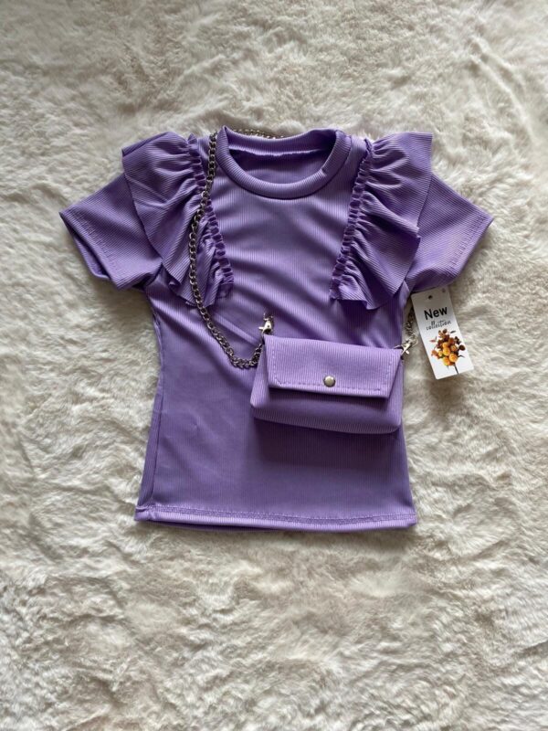Girls purple top met tas
