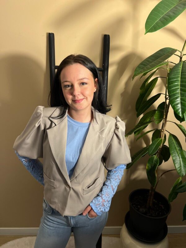 Dames blazer short beige