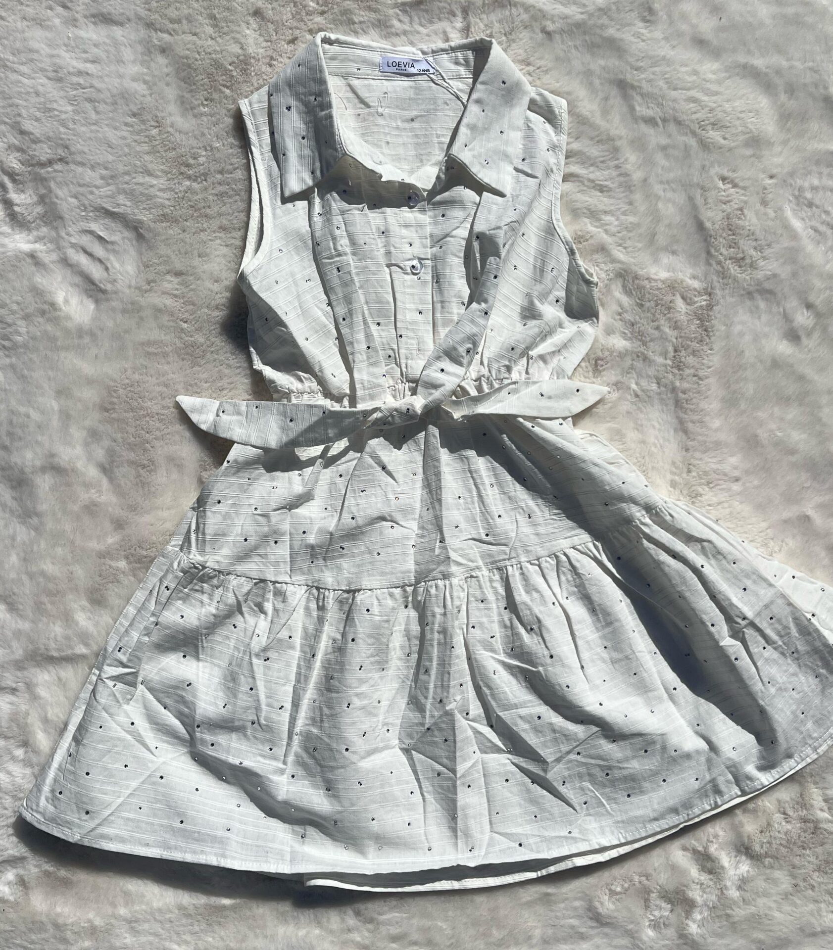 Girls jurk wit met strass steentjes - Afbeelding 2