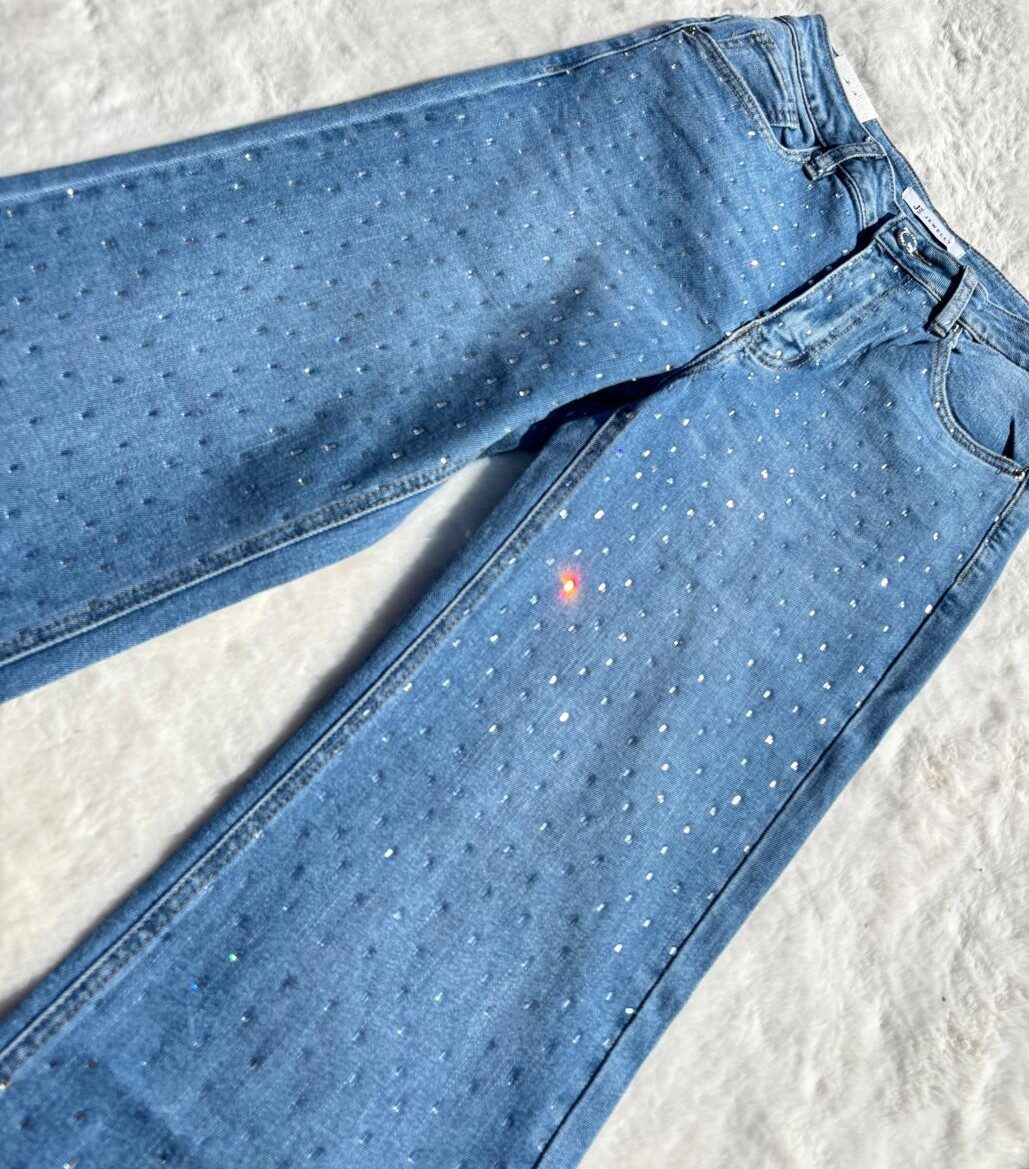 Wide Leg Jeans met Strass - Afbeelding 3