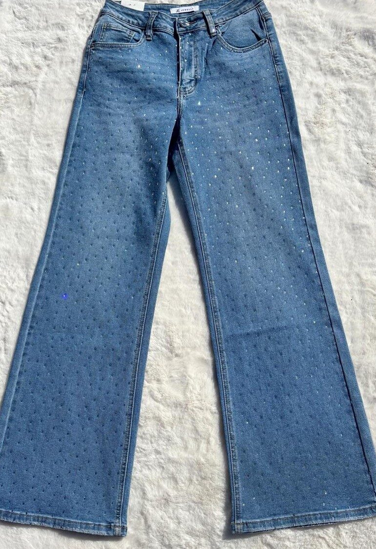 Wide Leg Jeans met Strass - Afbeelding 4