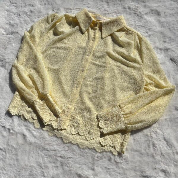 Blousje met kantenlook Stretch Geel