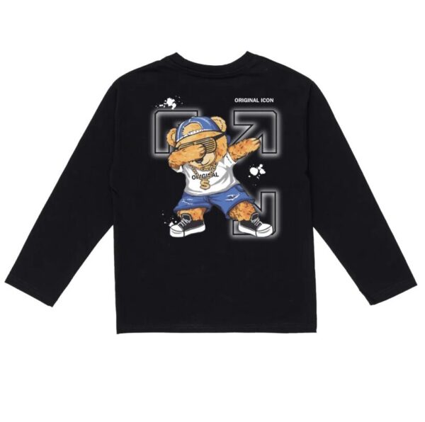 Boys Longsleeve “Street Dabbing Bear” – Black