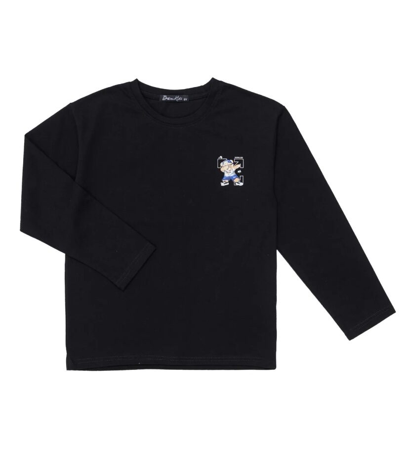 Boys Longsleeve “Street Dabbing Bear” – Black - Afbeelding 2